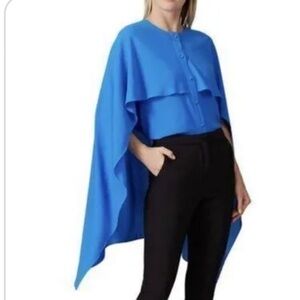 Prabal Gurung Collective Turquoise Layered Button-Up Cape Blouse